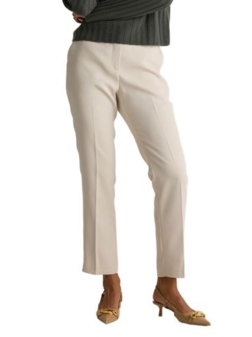 Quince Women Stretch Crepe Ankle Pants NWT Sand 14